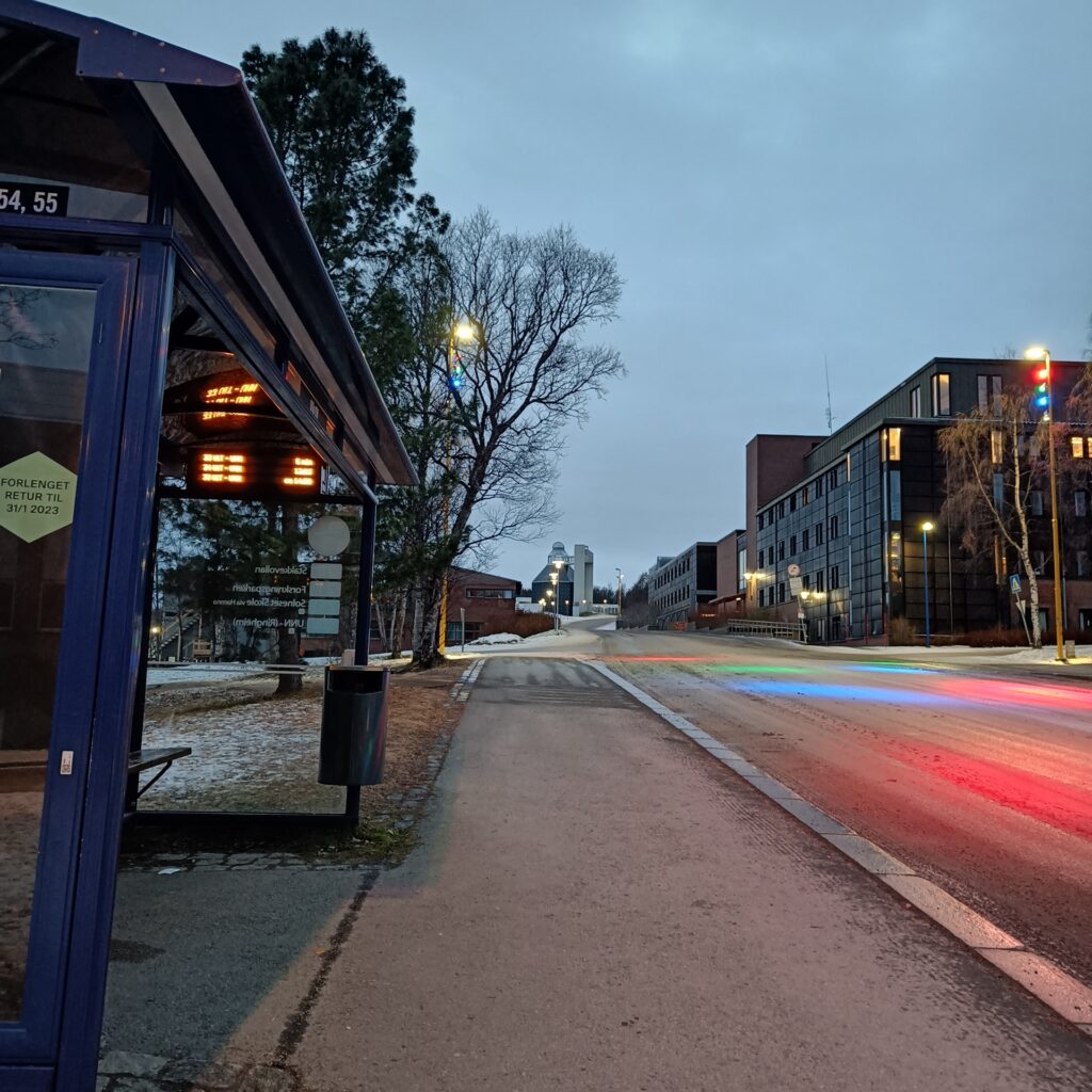 To the venue from the bus stop.